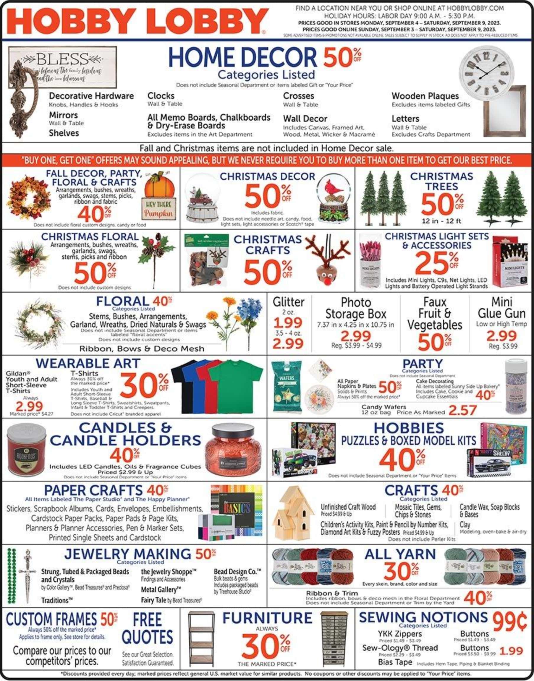 Hobby Lobby Weekly Ad October 1 - 7, 2023 Preview